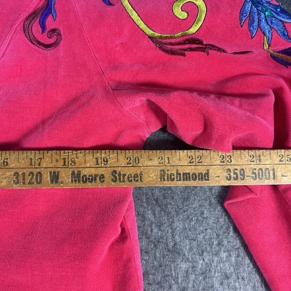 Morgan Cole embroidered cropped jacket‎ Blazer Sz XL Bright  Pink Lined magenta - Picture 7 of 8